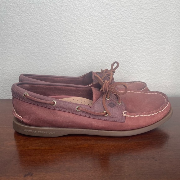 Sperry Women’s Burgundy Leather Tonal Boat Shoes Size 9.5 - Picture 2 of 9